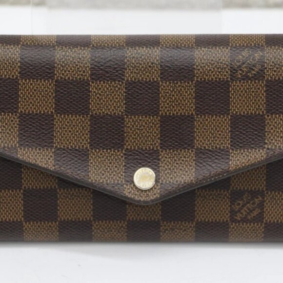 Louis Vuitton Damier Ebene Portefeuille Sarah Long Bifold Wallet *READ* - Picture 1 of 16